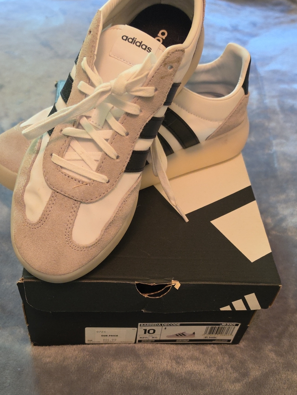 adidas Men’s White, Black & Beige Retro-Inspired Sneakers
